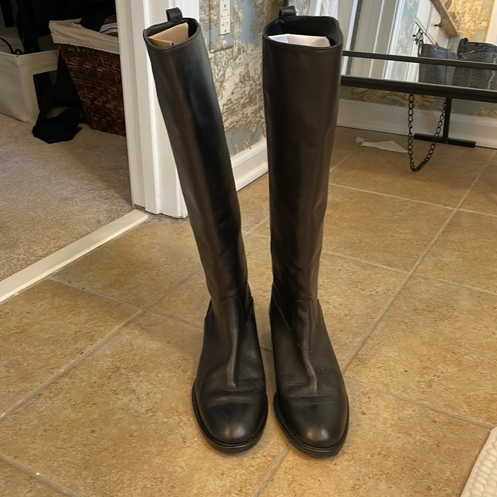 Rarely worn JCrew tall black leather boots